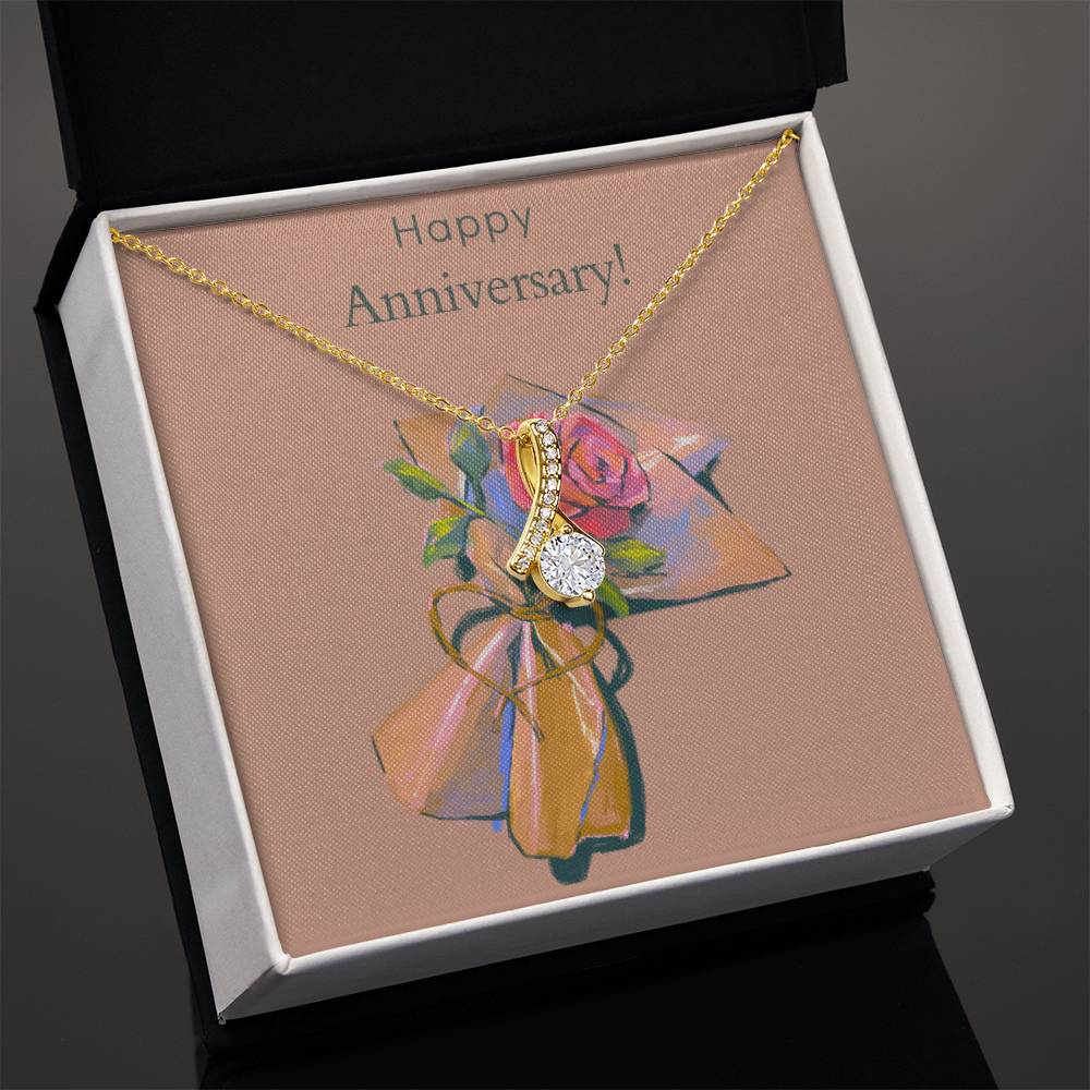 Anniversary  Gift for Her Alluring Beauty Necklace Floral Design 14k White Gold 18k Gold Finish