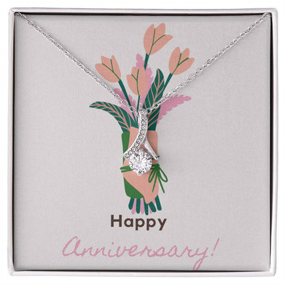 Anniversary Necklace  Alluring Beauty Gift for Her Floral Design 14k White Gold 18k Gold