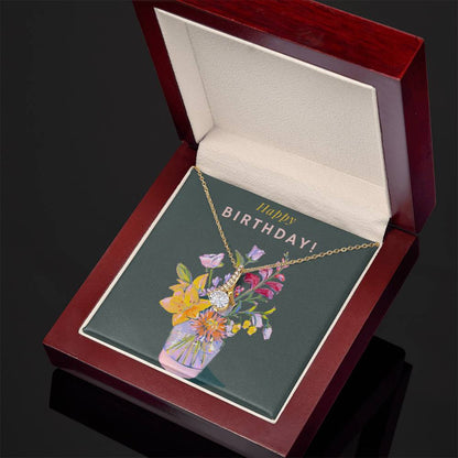Birthday  Gift for Her Alluring Beauty Necklace Floral Design 14k White Gold 18k Gold Finish