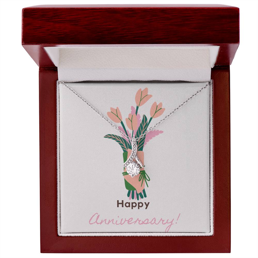 Anniversary Necklace  Alluring Beauty Gift for Her Floral Design 14k White Gold 18k Gold
