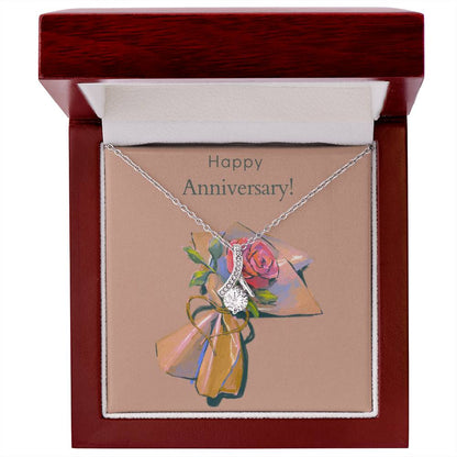 Anniversary  Gift for Her Alluring Beauty Necklace Floral Design 14k White Gold 18k Gold Finish