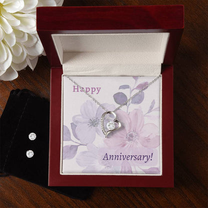 Anniversary Forever Love Necklace and Earring Gift Set For Her