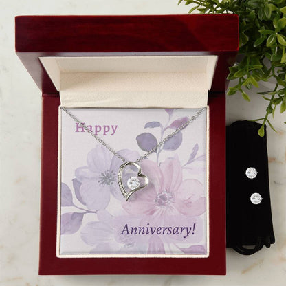 Anniversary Forever Love Necklace and Earring Gift Set For Her