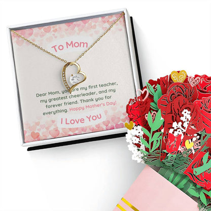 Mother's Day Love Necklace and Bouquet Gift Set For Mom