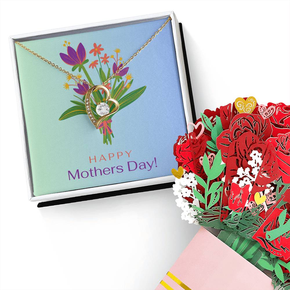 Mother's Day  Forever Love Necklace and Sweetest Devotion Bouquet  Customizable Gift Set